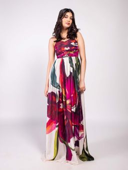 Poppi - Wine Whimsy Printed Maxi Dress