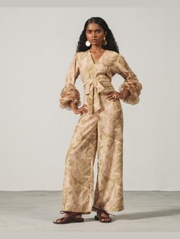 TRISARA - Olive Paisley Wrap Co-Ord Set