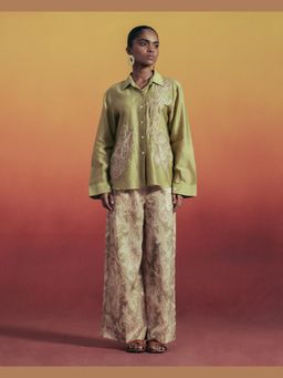 TRISARA - Olive Paisley Co-Ord Set with Pant
