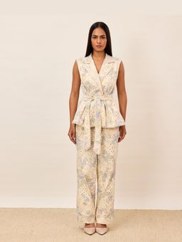 TRISARA - Pastel Garden Cutwork Co-Ord Set and Vest