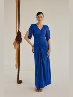 ETE - Women Blue Polyester Solid Dress
