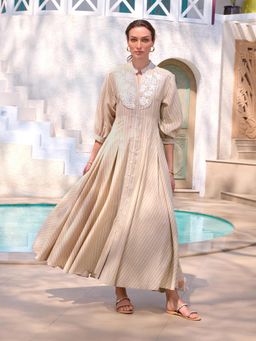 House of Fett - Guana Embroidered A-Line Pleated Dress