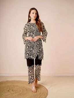 Onto by Aanchal - Kaira Polyester Black Co-Ord Set