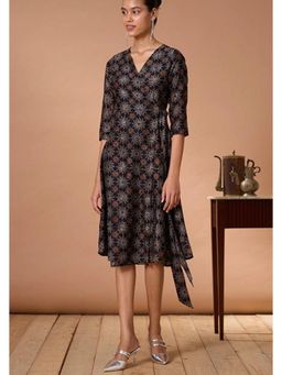 Okhai - Neelam Hand Embroidered Mirrorwork Handblock Chanderi Dress