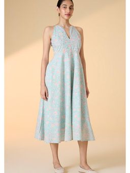 Okhai - Belladonna Handblock Printed Pure Cotton Sleeveless Dress