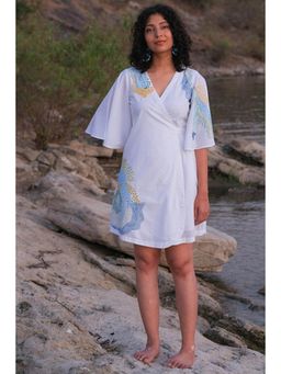 Okhai - Pool' Pure Cotton Hand Embroidered Mirror Work Wrap Dress