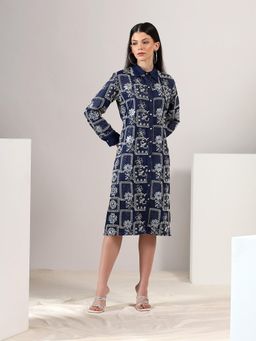 Onto by Aanchal - Luminara Embellishment Denim A Line Midi Dress