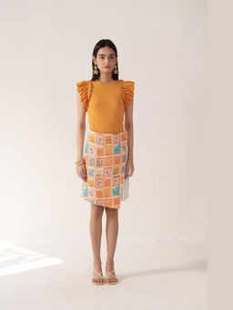 Muvazo - Brown Rustic Puzzle Top with Skirt