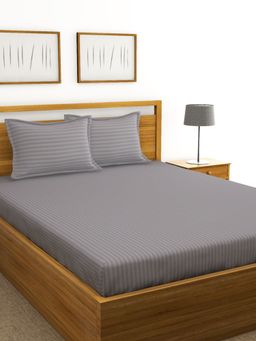 BIANCA - Super Soft Cotton Satin Stripe Xl King Double Bedsheet with 2 Pillow Covers -3pc set