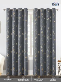Urban Space - Blackout Curtain for Window 5 ft with Eyelets and Tieback 1 Piece-Grey