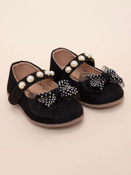 Hopscotch - Pearl and Bow Applique Mary Jane Ballerina