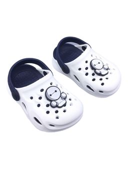 Hopscotch - Unisex White and Navy Cartoon Applique Clogs