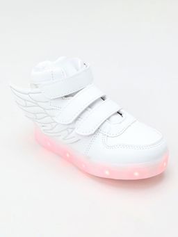 Hopscotch - Unisex White Wings Mid Top Usb Rechargeable Led Sneakers