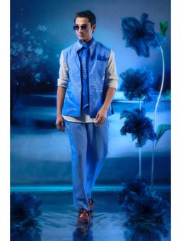 MANDIRA WIRK - Sapphire Ivory Short Jacket Kurta Set