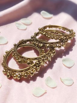 OOMPH - Combo Of 4 Gold Ghungroo Bangle Set for Women - Size 2.6