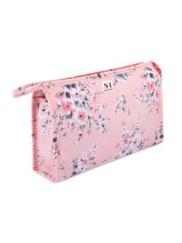 NFI Essentials - PU Floral Print Makeup Pouch for Women Pink