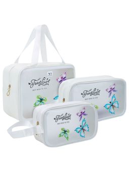 NFI Essentials - Travel Makeup Pouch Set Of 3 Washbag Pouch Transparent Cosmetic Bag White