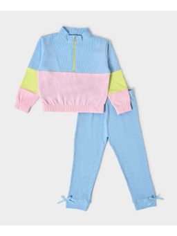 Mi Arcus - Kids Colour Blocked High Neck Pure Cotton Clothing Set (Set of 2)