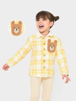 Mi Arcus - Cotton Check Printed Yellow Full Sleeve Shirt for Boys