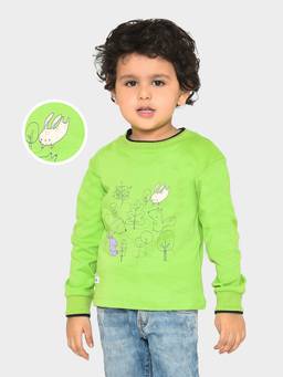 Mi Arcus - Full Sleeve Round Neck Green T-Shirt for Boys