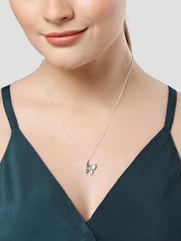 Karatcart - KUNUZ by 925 Sterling Silver Butterfly Shape Pendant with Chain for Women