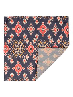 The Tie Hub - Navy Blue Patola Silk and Cotton Pocket Square