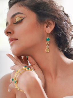 Divas Mantra - 92.5 Sterling Silver Wisdom Earrings with Green Onyx