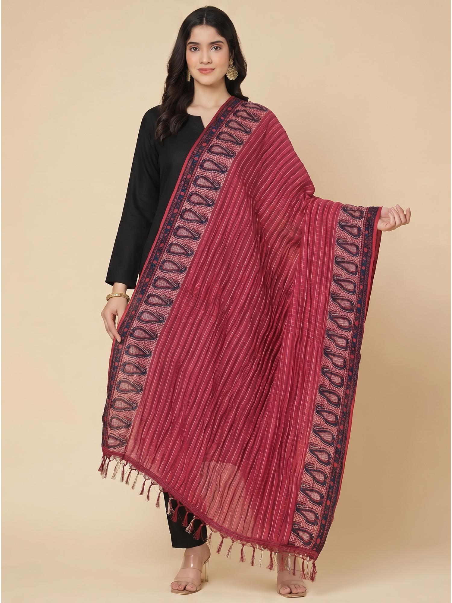 Maroon Printed Dupatta-image-4