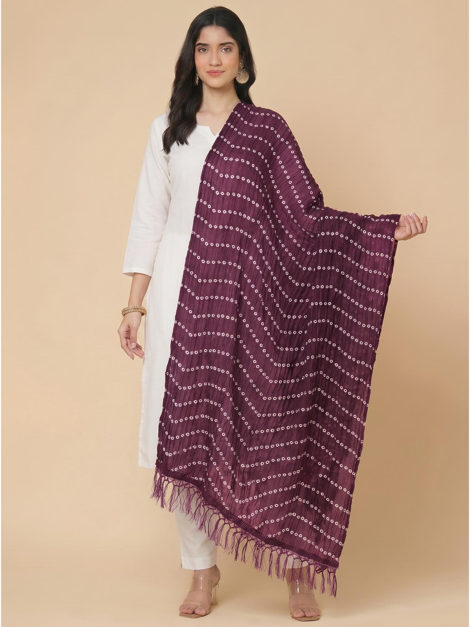 zamour Wine Printed Bandhani Dupatta-picture-17