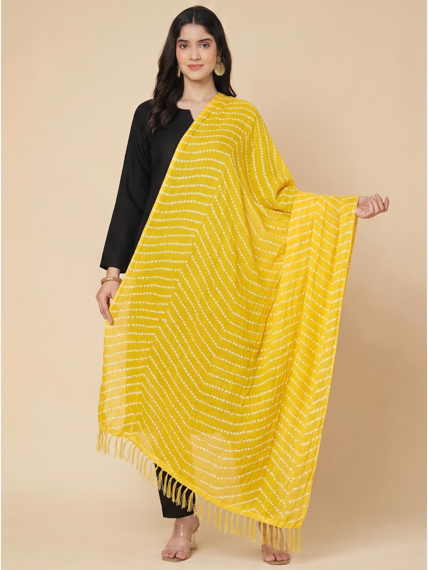 zamour Yellow Printed Bandhani Dupatta-picture-27