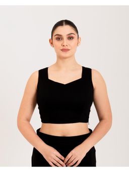 I AM BY DOLLYJAIN - Black Sweetheart Neck Casual Blouse
