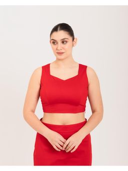 I AM BY DOLLYJAIN - Red Sweetheart Neck Casual Blouse