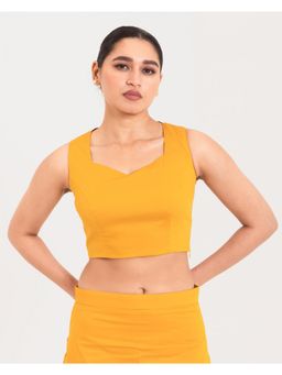 I AM BY DOLLYJAIN - Yellow Sweetheart Neck Casual Blouse