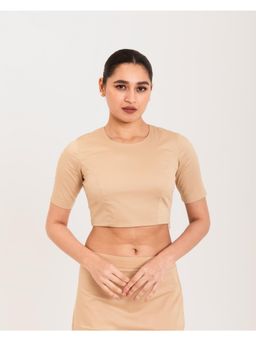 I AM BY DOLLYJAIN - Beige Round Neck Casual Blouse