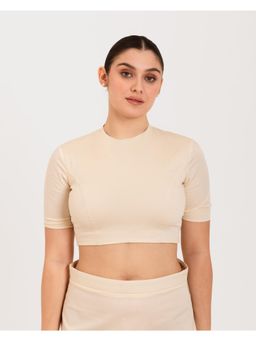 I AM BY DOLLYJAIN - Off White Round Neck Casual Blouse