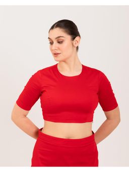 I AM BY DOLLYJAIN - Red Round Neck Casual Blouse