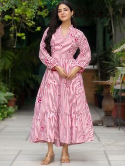 HOUSE OF JAMOTI - Scarlet Red Striped Dress