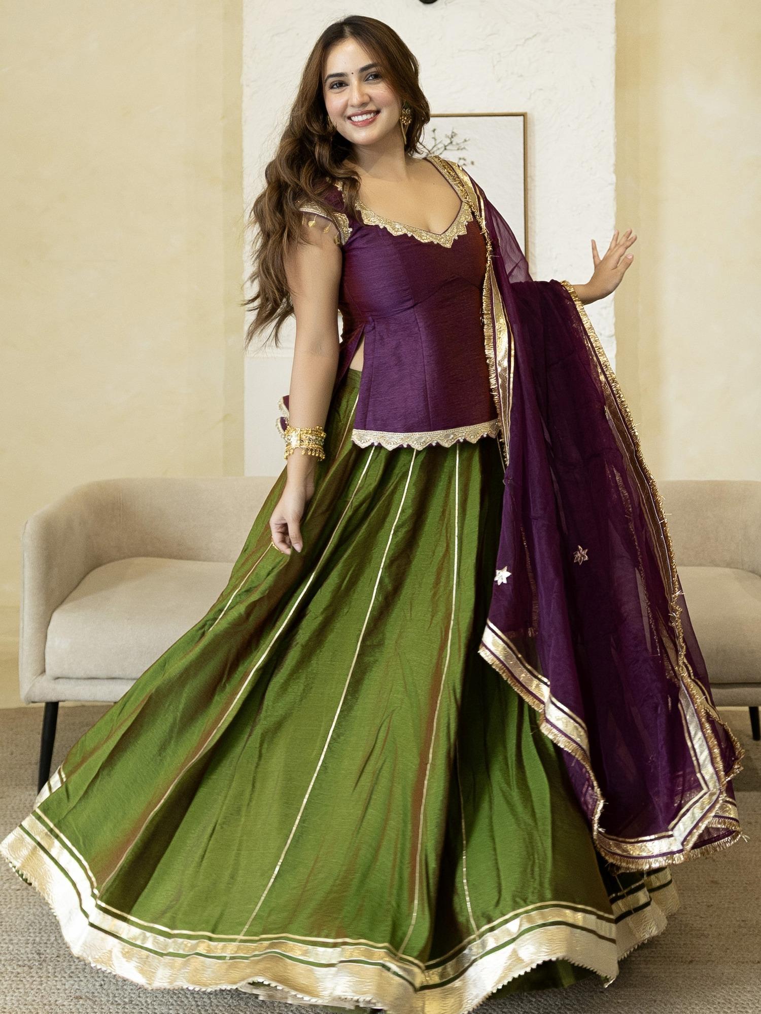 Purple Peplum Top with Skirt and Dupatta-picture-42