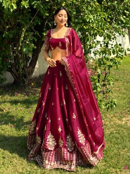 Kedar Fab - Pink Embroidered Lehenga Choli with Dupatta
