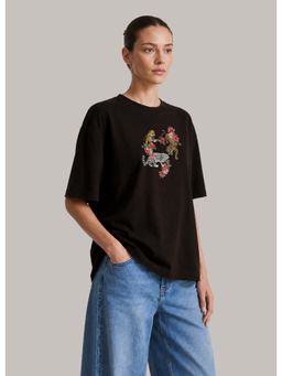 MIXT by Nykaa Fashion - Graphic Oversized T-shirt - Brown