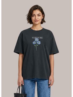 MIXT by Nykaa Fashion - Floral Oversized T-shirt - Grey