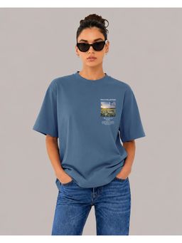 MIXT by Nykaa Fashion - Graphic Oversized T-shirt - Blue