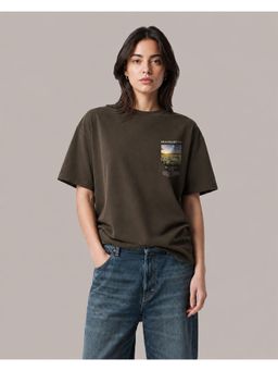 MIXT by Nykaa Fashion - Graphic Oversized T-shirt - Brown