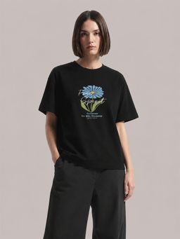 MIXT by Nykaa Fashion - Floral Oversized T-shirt - Black
