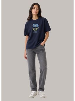 MIXT by Nykaa Fashion - Floral Oversized T-shirt - Blue