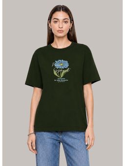 MIXT by Nykaa Fashion - Floral Oversized T-shirt - Green