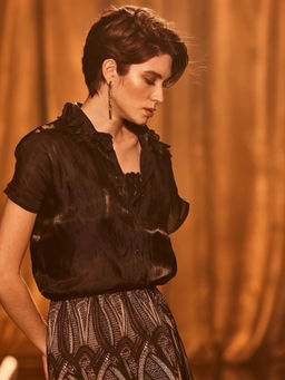 RAREISM - Varfa Primary Black Boxy Regular Shirt