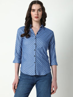 SHOWOFF - Women Blue Polka Dots Shirt