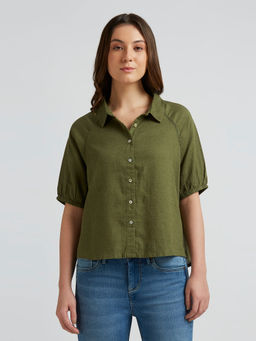 Pepe Jeans - Olive Solid Half Sleeve Shirt