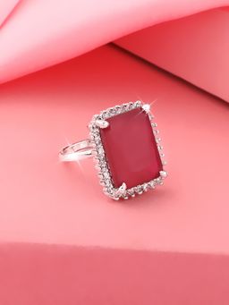 Estele - Rhodium Plated CZ Sparkling Ring for Women